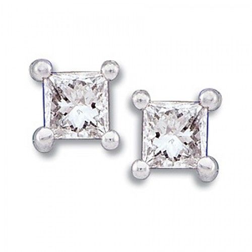 Princess Diamond Earrings in 14k White Gold - 0.25 Cttw