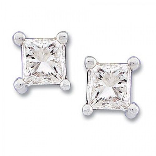 Princess Diamond Earrings in 14k White Gold - 0.33 Cttw