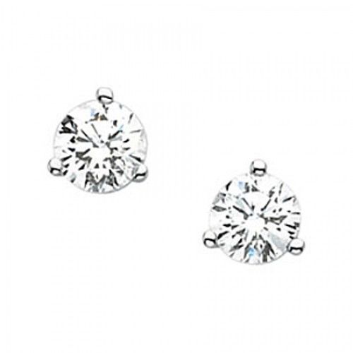 Round Brilliant Diamond Earrings in 14k White Gold - 0.75 Cttw