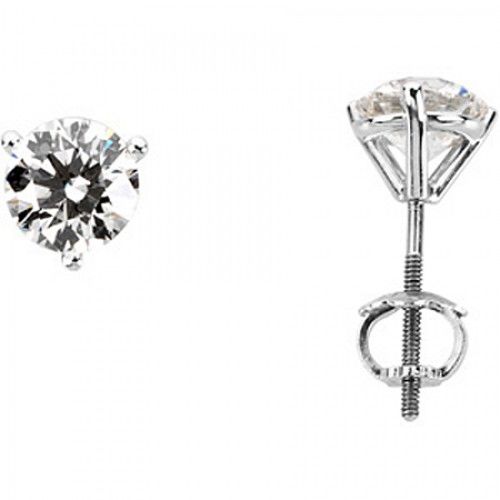 Solitaire Round Diamond Earrings in 14k White Gold - 1.5 Cttw