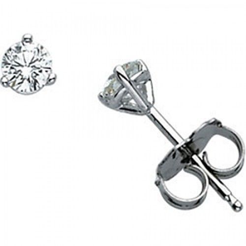 14k White Gold Round Diamond Earrings - 0.25 Cttw