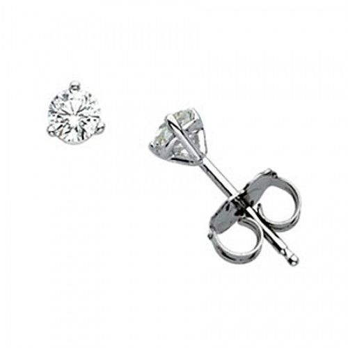 14k White Gold Round Diamond Earrings - 0.33 Cttw