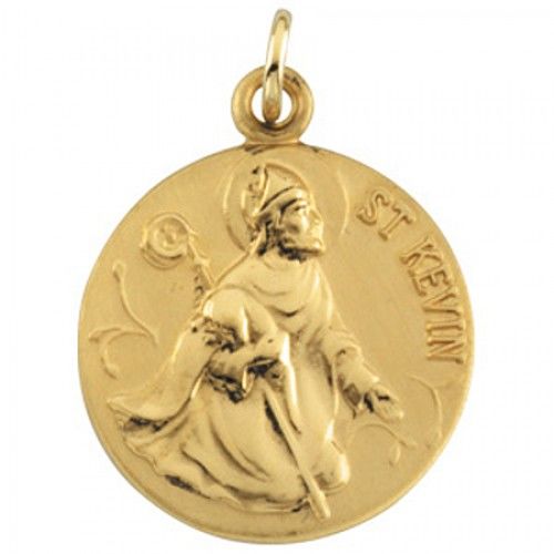14k Yellow Gold St. Kevin Medal Pendant or Charm