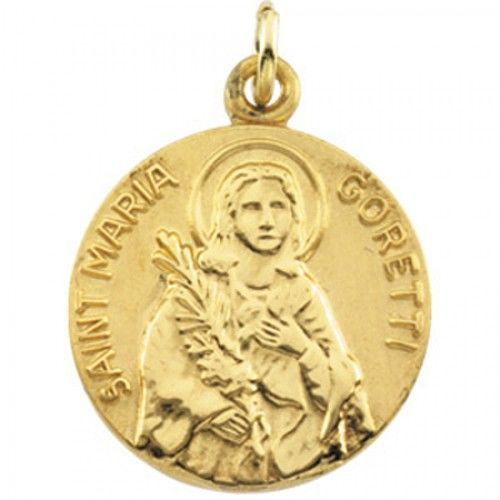 14k Yellow Gold St. Maria Goretti Medal Pendant - Charm