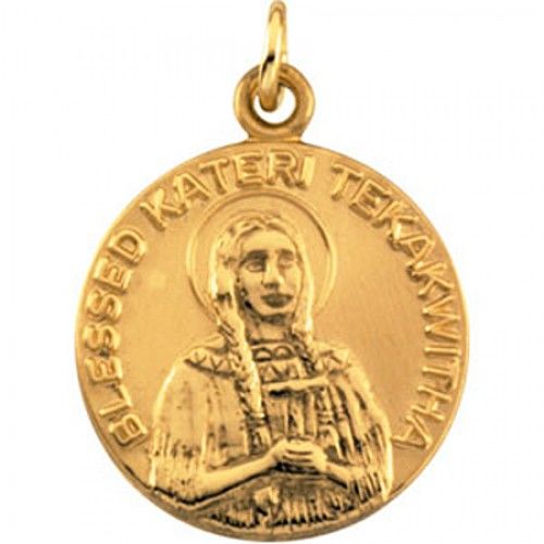 Blessed Kateri Tekakwitha Medal Pendant 14k Gold Charm