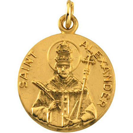 14k Yellow Gold St. Alexander Medal Pendant or Charm
