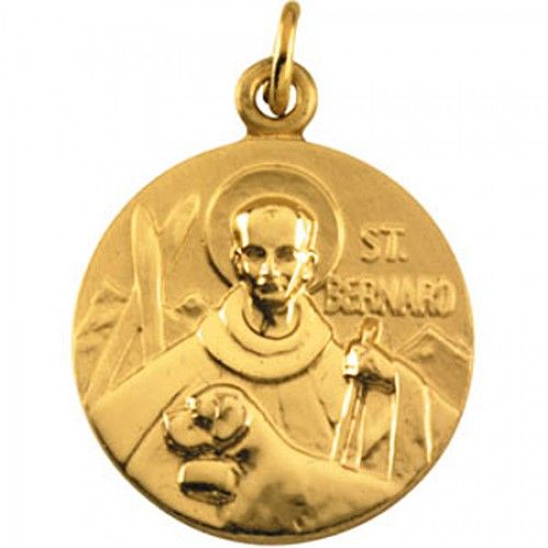 14k Yellow Gold St. Bernard Medal Pendant or Charm
