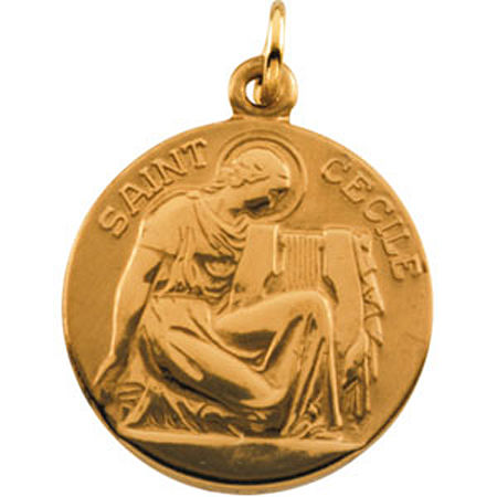 14k Yellow Gold St. Cecile Medal Pendant or Charm