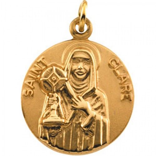 14k Yellow Gold St. Clare Medal Pendant or Charm