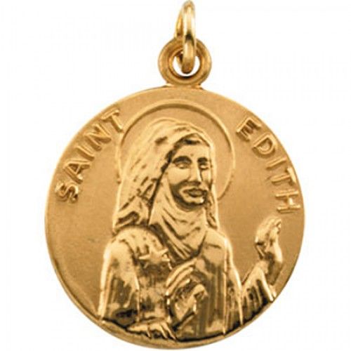 14k Yellow Gold St. Edith Medal Pendant or Charm