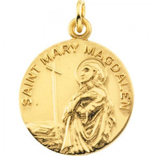 14k Yellow Gold St. Mary Magdalene Medal Pendant New