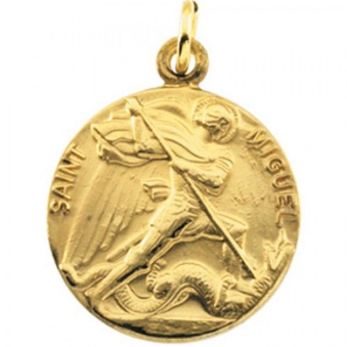 14k Yellow Gold San Miguel Medal Pendant or Charm
