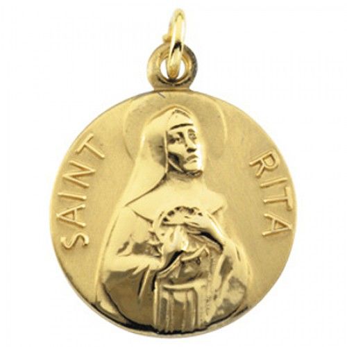 14k Yellow Gold St. Rita Medal Pendant or Charm