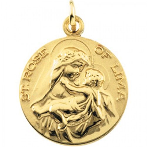 14k Yellow Gold St. Rose Medal Pendant or Charm