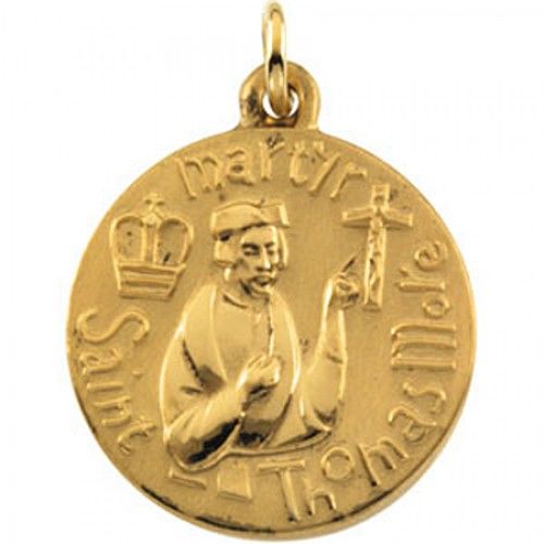 14k Yellow Gold St. Thomas More Medal Pendant or Charm