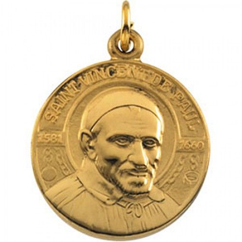 14k Yellow Gold St. Vincent De Paul Medal Pendant or Charm