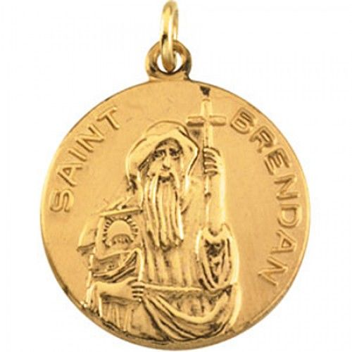 14k Yellow Gold St. Brendan Medal Pendant or Charm
