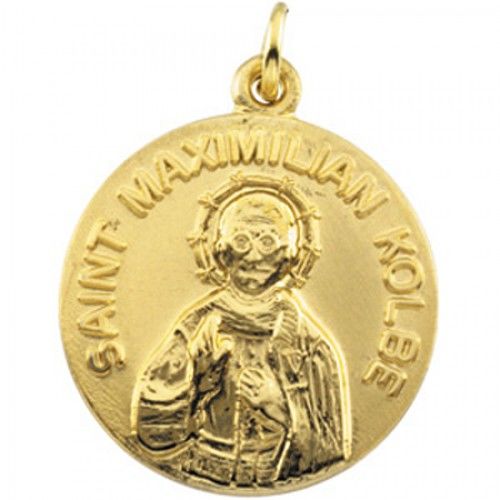 14k Yellow Gold St. Max Kolbe Medal Pendant or Charm