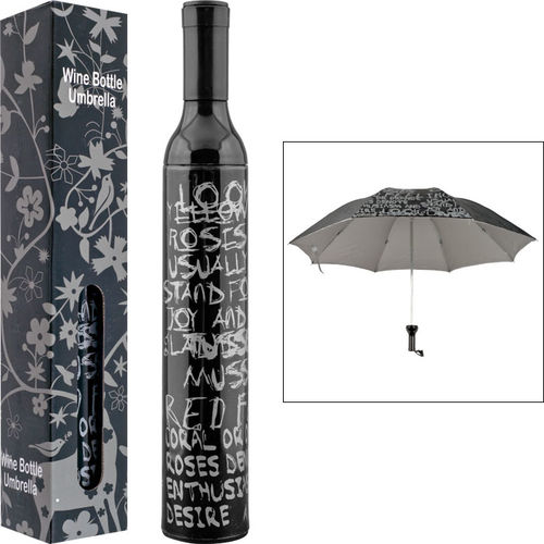 Trademark Home&#8482; Wine Bottle Umbrella - Black & Silver