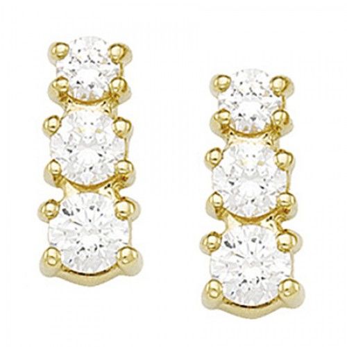14k Yellow Gold Drop Cubic Zirconia Earrings