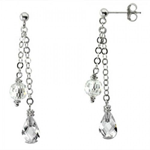 Sterling Silver Cubic Zirconia Drop Earrings