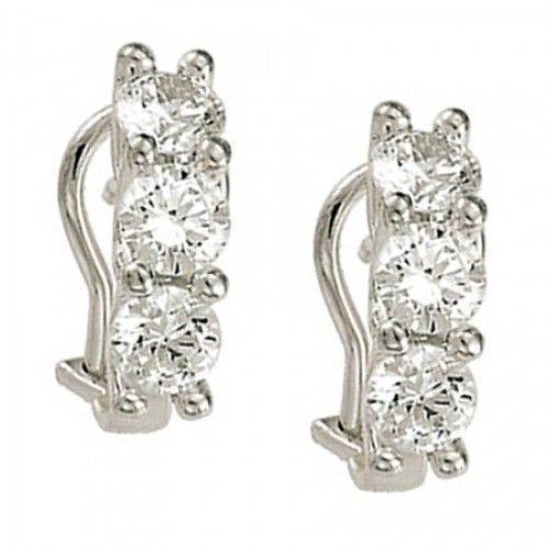 Sterling Silver Cubic Zirconia Omega Earrings
