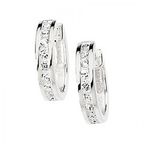 Modern Sterling Silver Cubic Zirconia Earrings