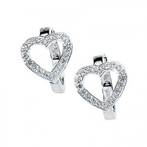 Sterling Silver Cubic Zirconia Heart Earrings