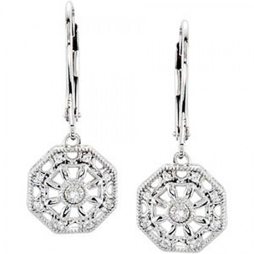Diamond Earrings - Sterling Silver - Drop Earrings