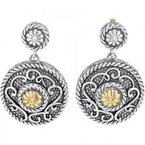 Two Tone Earrings - 14k Yellow Gold & Sterling Silver