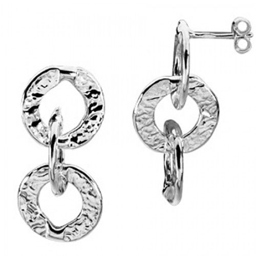 Circle Earrings - Sterling Silver - 34 X 16 X 16mm