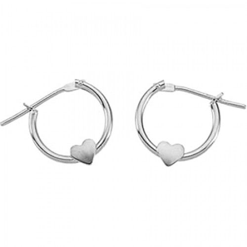 Kid'S 14k White Gold Dangle Heart Earrings
