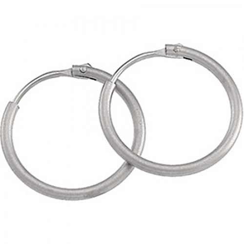 Hoop Earrings - Platinum - 15 X 2 X 15 Mm New