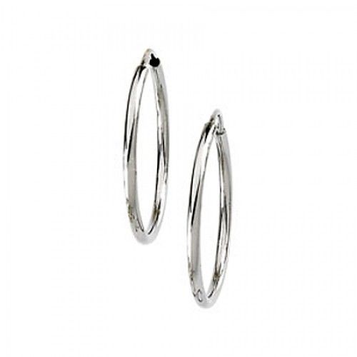 Hoop Earrings - 14k White Gold - 22 X 2 X 22