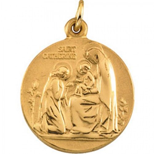 14k Yellow Gold St. Catherine Medal Pendant or Charm
