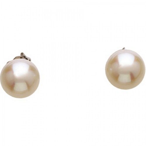 14k White Gold Cultured Pearl Stud Earrings - 6mm