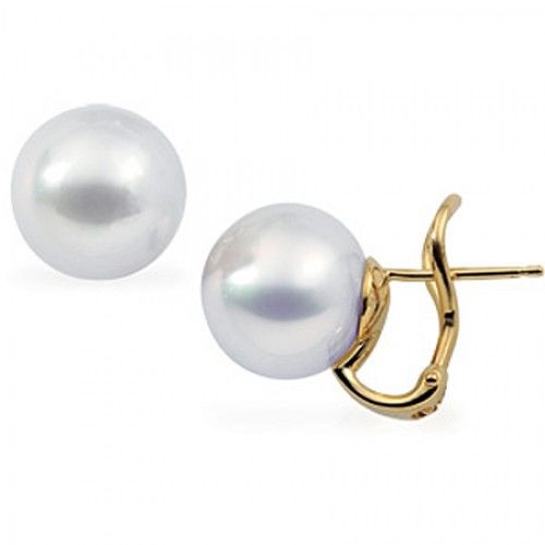 18k Yellow Gold Cultured Pearl Earring - 12mm