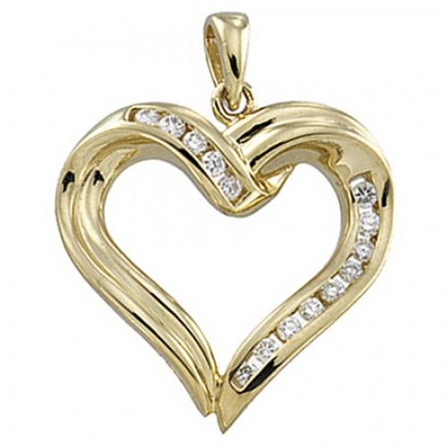 Diamond Heart Pendant - 1/4 Cttw 14k Yellow Gold