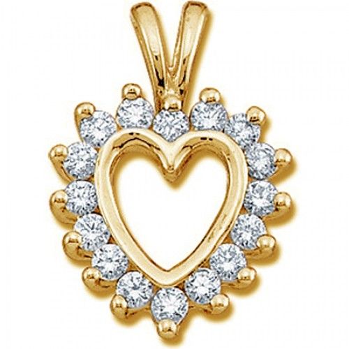 Diamond Heart Pendant - 1/3 Cttw 14k Yellow Gold