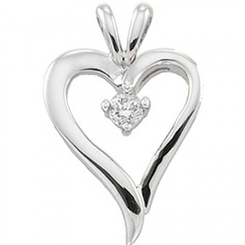 Diamond Heart Pendant - 1/10 Ct 14k White Gold