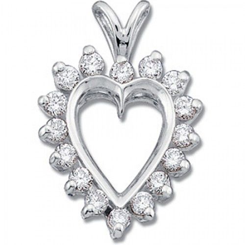 Diamond Heart Pendant - 1/2 Cttw 14k White Gold