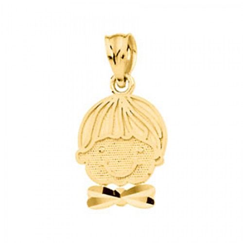 Boy'S Head Pendant - 15.75 X 10.25 Mm - 14k Yellow Gold