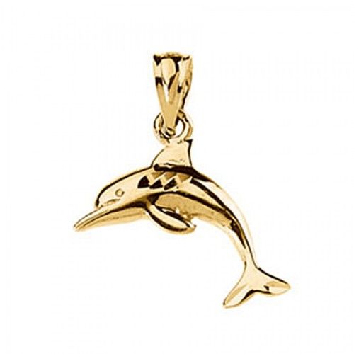 Dolphin Pendant - 11.75 X 15.50 Mm - 14k Yellow Gold
