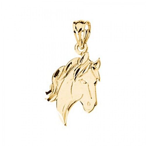 Horse Head Pendant - 16.00 X 11.00 Mm - 14k Yellow Gold