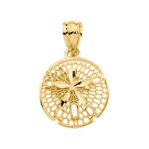 Sand Dollar Pendant - 14.25 X 12.00 Mm 14k Yellow Gold