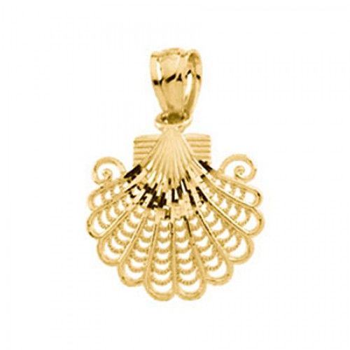 Sea Shell Pendant - 13.50 X 12.50 Mm - 14k Yellow Gold