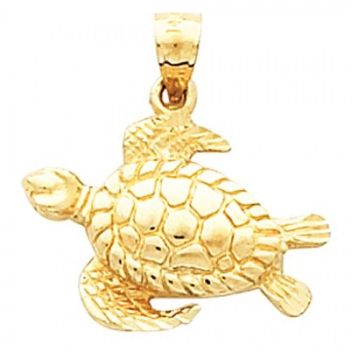 Turtle Pendant - 17.00 X 20.50 Mm - 14k Yellow Gold