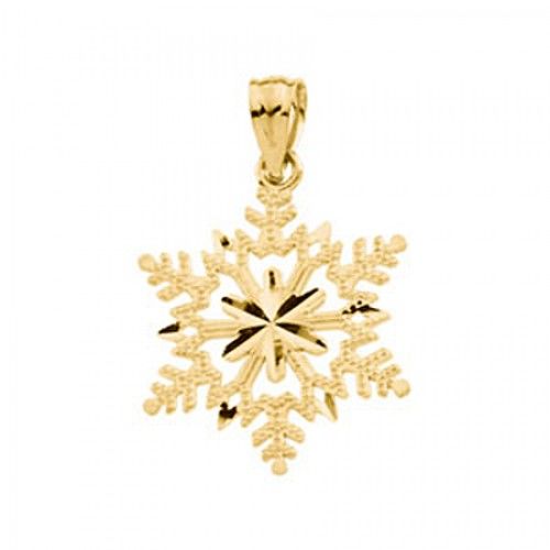 Snowflake Pendant - 21.50 X 17.50 Mm - 14k Yellow Gold
