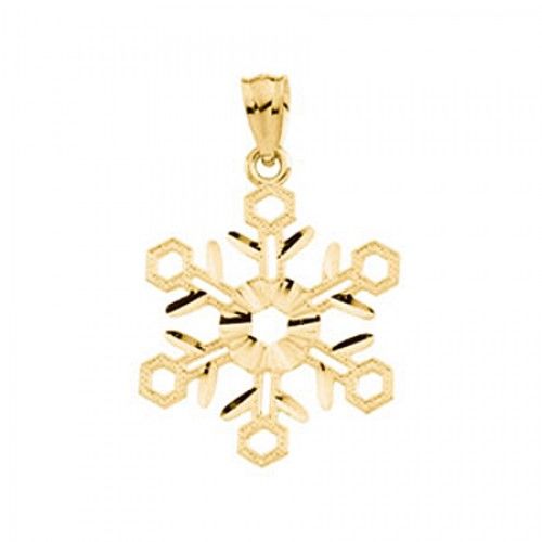 Snowflake Pendant - 21.25 X 16.25 Mm - 14k Yellow Gold