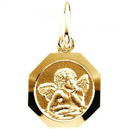 14k Yellow Gold Angel Pendant Medal - 08.00 Mm New